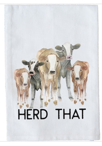 Herd That  Flour Sack Kitchen Tea Towel